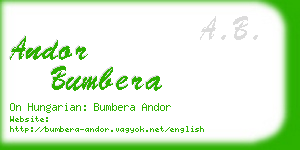 andor bumbera business card